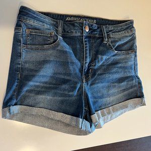 Classic American Eagle Hi-Rise Shortie Jean Shorts (Size 14)
